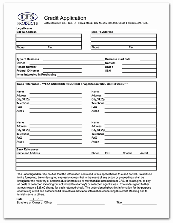 Credit Application form for Business Luxury Chuck Kossuth Business form Design Samples