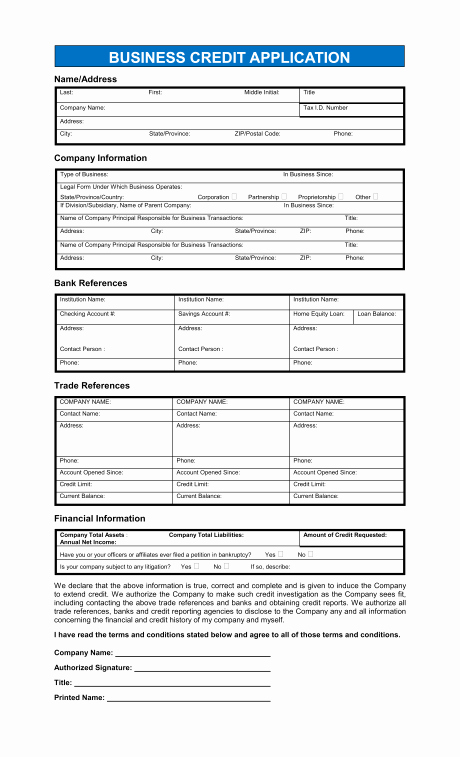Credit Application Template Beautiful Credit Application Blank form — Rambler Images