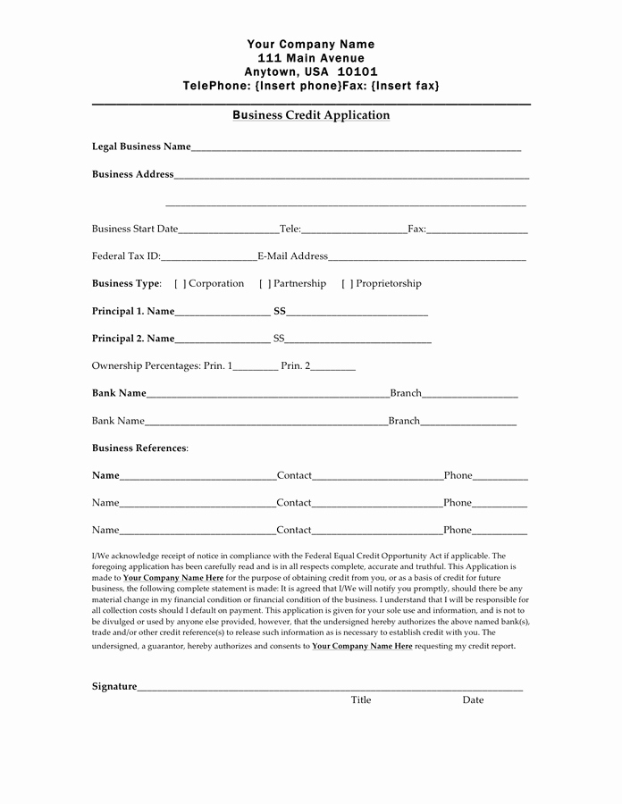 Credit Application Template Best Of Credit Application form Free Documents for Pdf