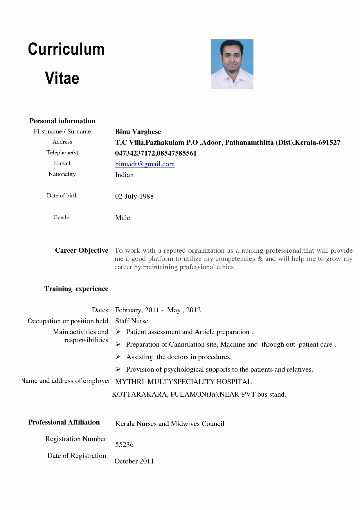 Curriculum Vitae for Nurses Awesome Best S Of Curriculum Vitae Sample for Nurses