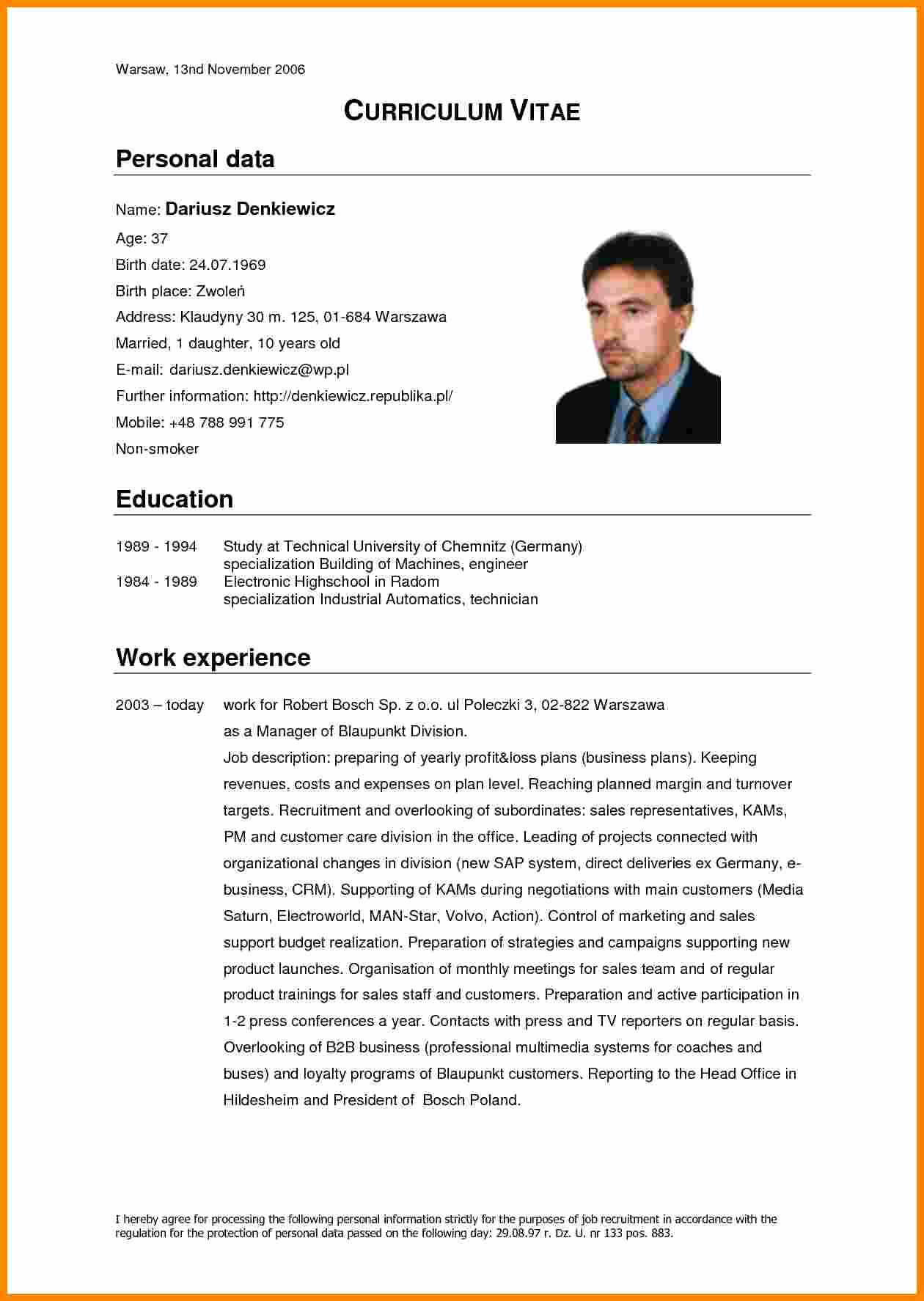 Curriculum Vitae Samples Best Of 5 Cv Model English