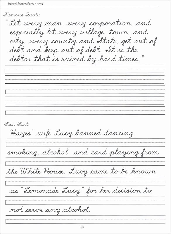 Cursive Writing Practice Sheets Best Of 45 United States Presidents Character Writing Worksheets D