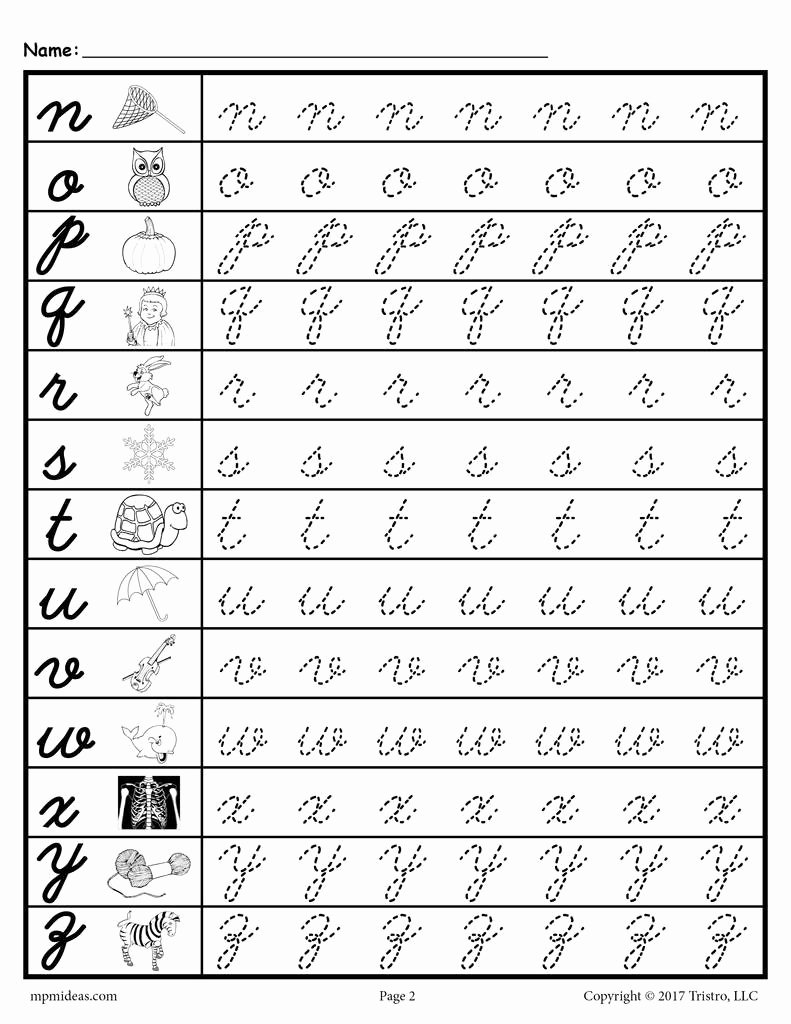 Cursive Writing Worksheet Fresh Free Cursive Lowercase Letter Tracing Worksheets – Supplyme