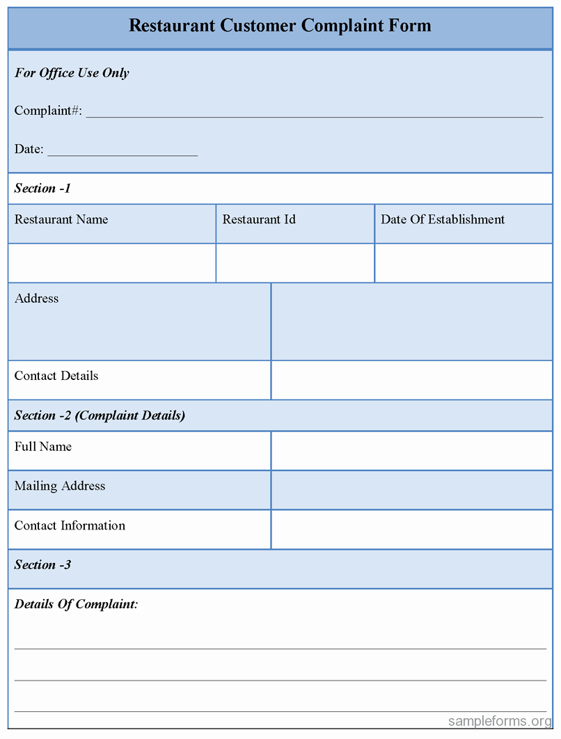 Customer Complaint Template for Excel Luxury 12 Best S Of Restaurant Customer Plaint form