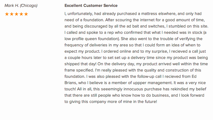 Customer Service Complaints Examples Awesome Mattress Review Of the Week &quot;excellent Customer Service