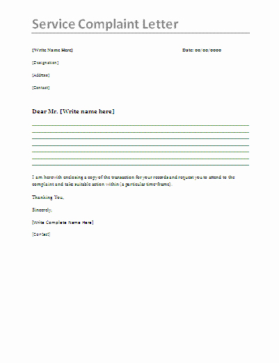 Customer Service Complaints Examples Lovely Service Plaint Letter Sample Plaint Letter for