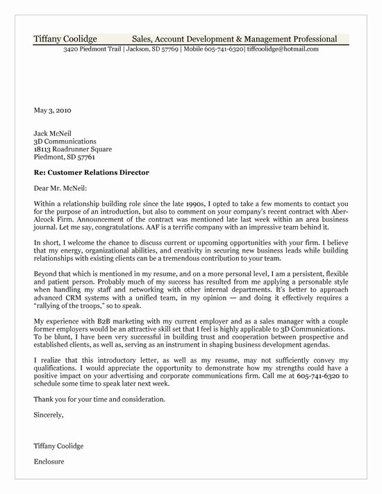 Customer Service Cover Letter Example Awesome Customer Relations Cover Letter Example