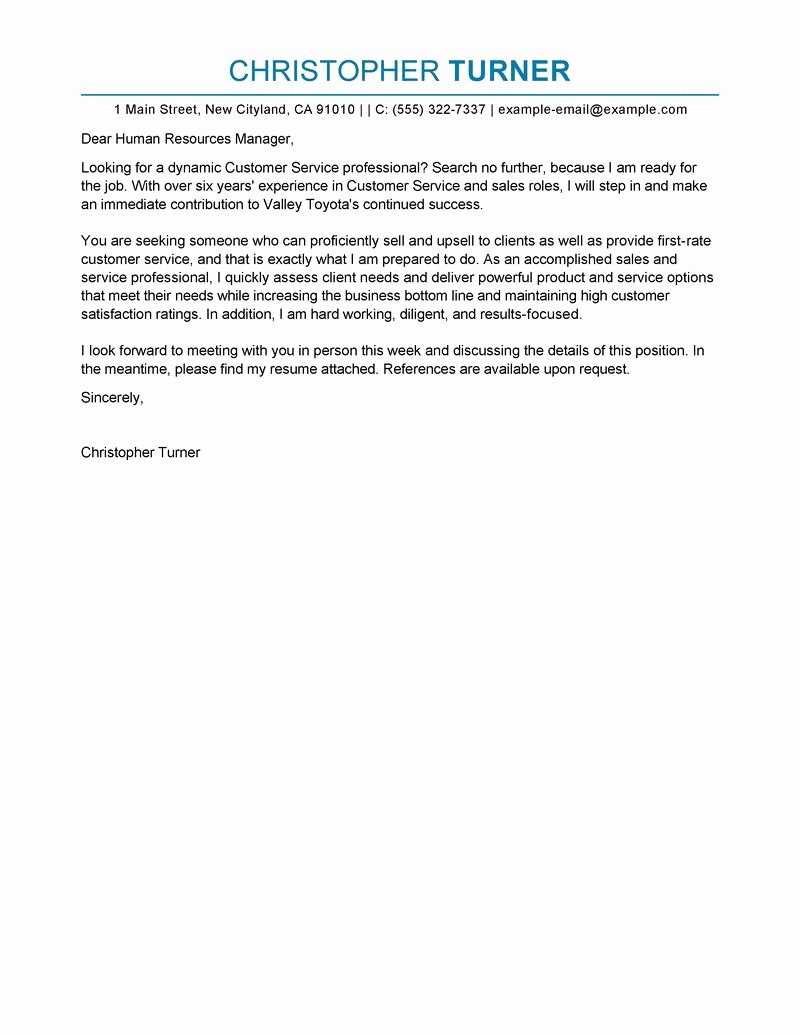 Customer Service Cover Letter Examples Luxury Best Customer Service Cover Letter Examples