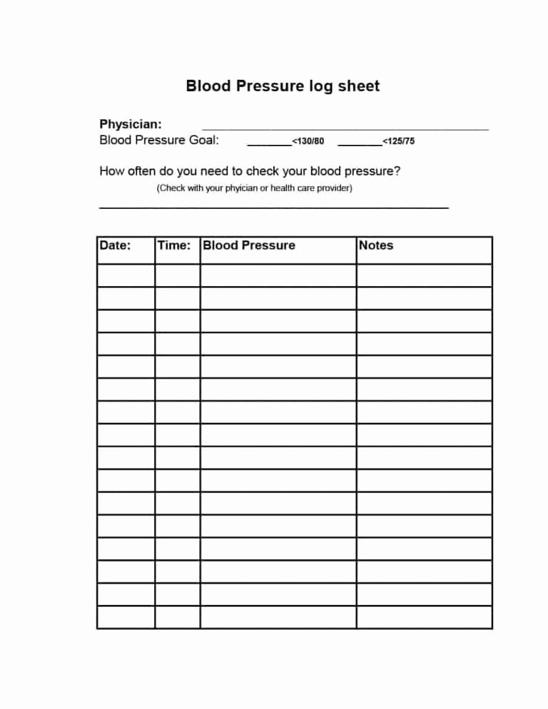 Daily Blood Pressure Log Elegant 56 Daily Blood Pressure Log Templates [excel Word Pdf]