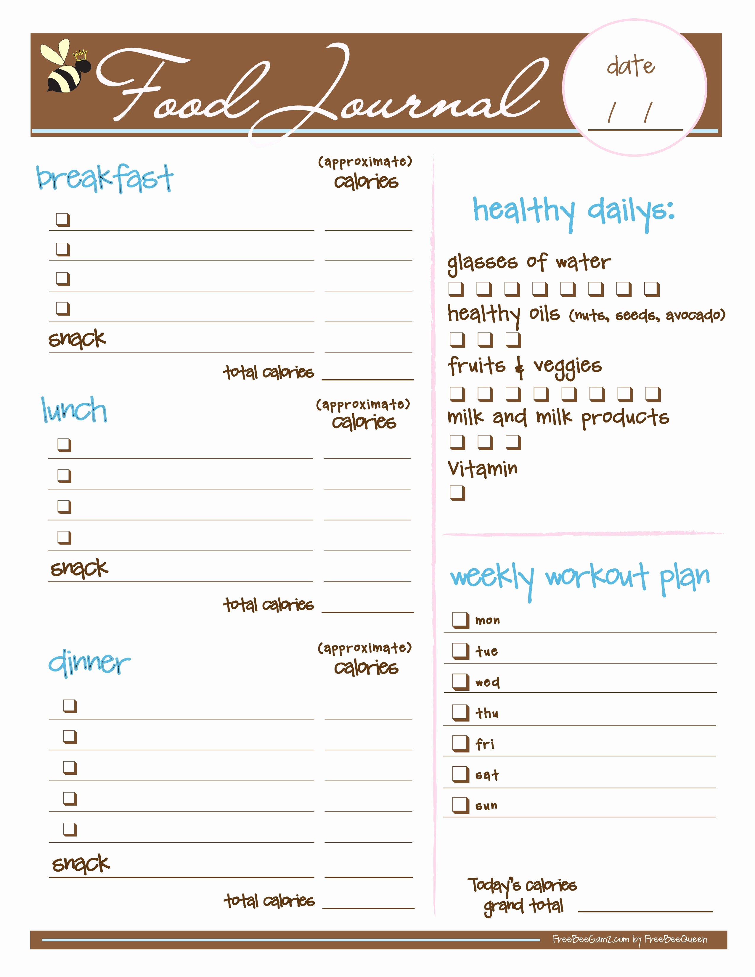 Daily Food Journal Printable Best Of Free Food Journal I Love This I Just Printed It and It