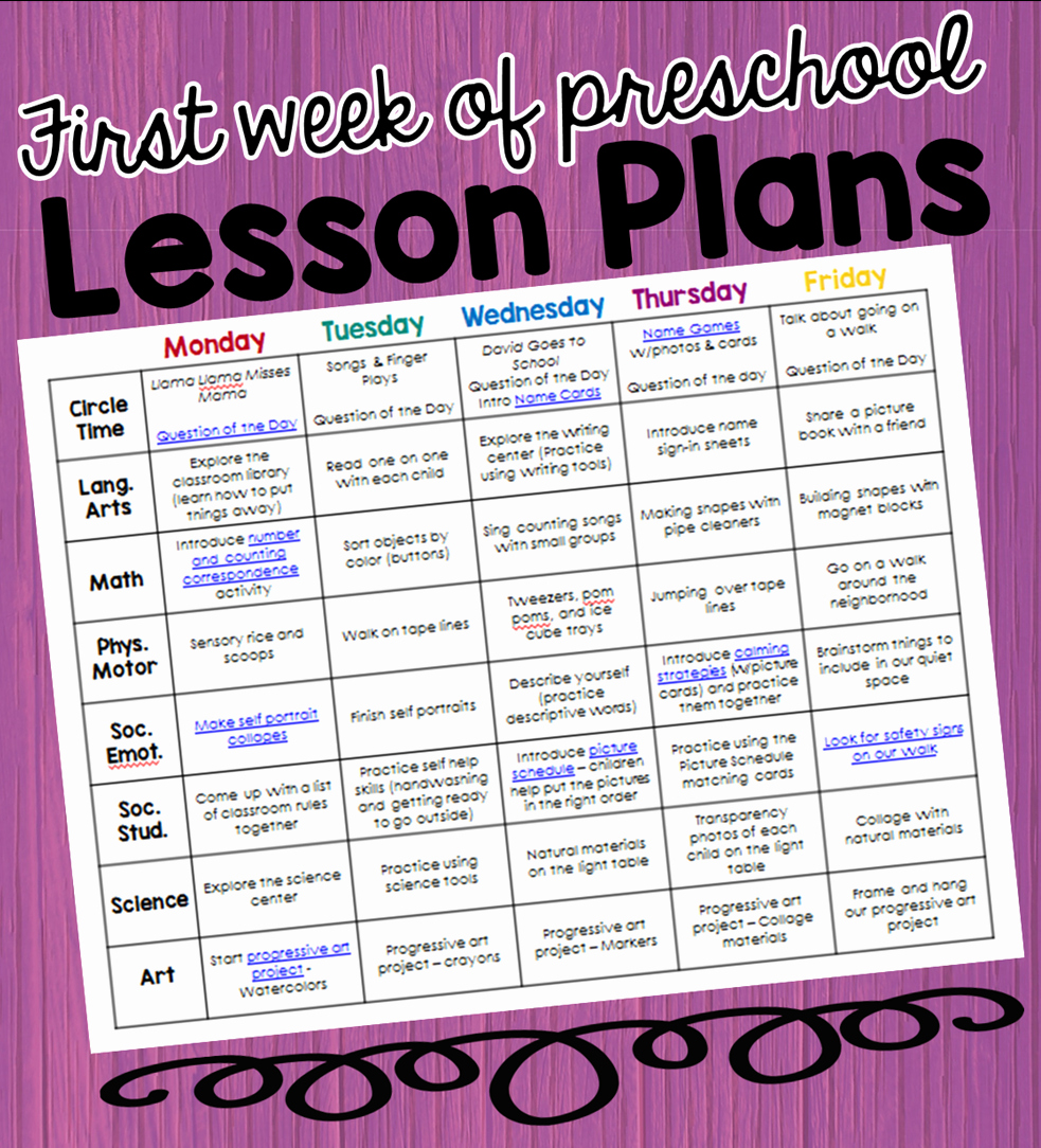 Daily Lesson Plan for Preschool New Preschool Ponderings My Lesson Plans for the First Week