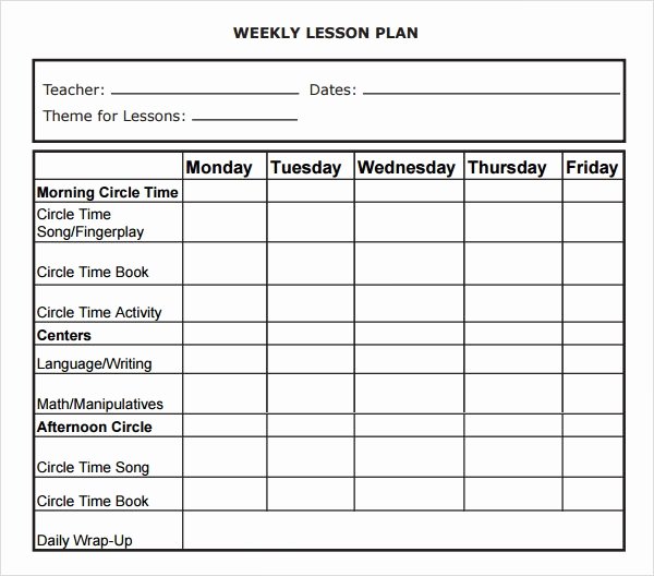 Daily Lesson Plan Template Doc Unique Weekly Lesson Plan 8 Free Download for Word Excel Pdf