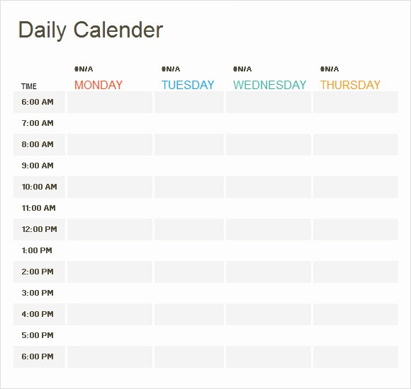 Daily Planner Excel Template Awesome Free 20 Sample Weekly Calendars In Google Docs