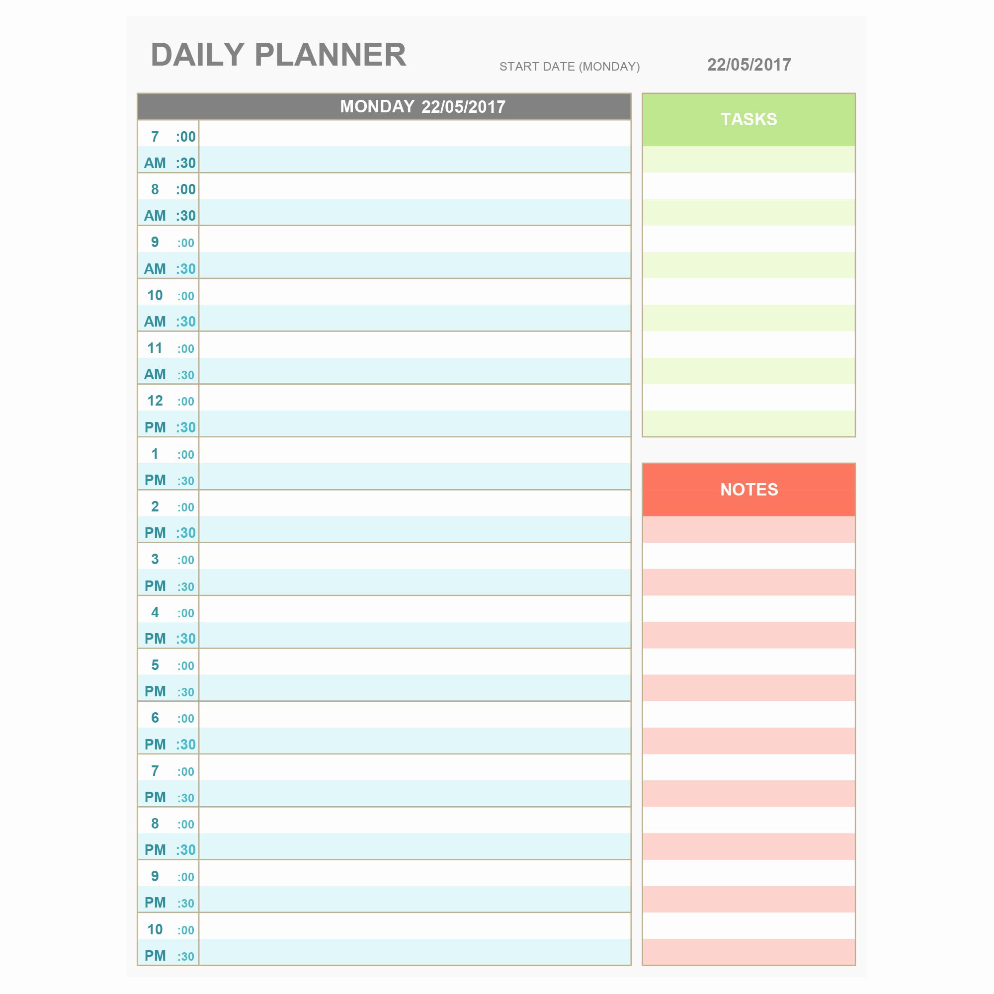 Daily Planner Excel Template Best Of Excel Daily Hourly Planner Printable &amp; Editable Daily
