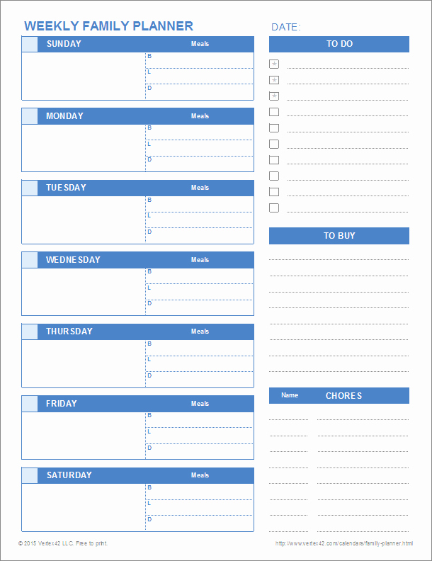 Daily Planner Excel Template Fresh Printable Family Planner Templates for Excel
