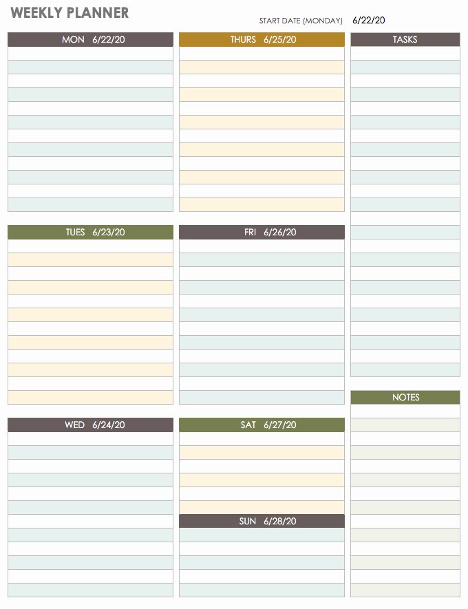 Daily Planner Excel Template Luxury Free Printable Weekly Planner Template Word Pdf Excel