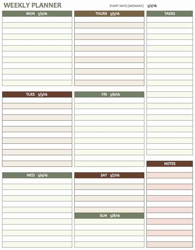 Daily Planner Excel Template New Free Weekly Schedule Templates for Excel Smartsheet