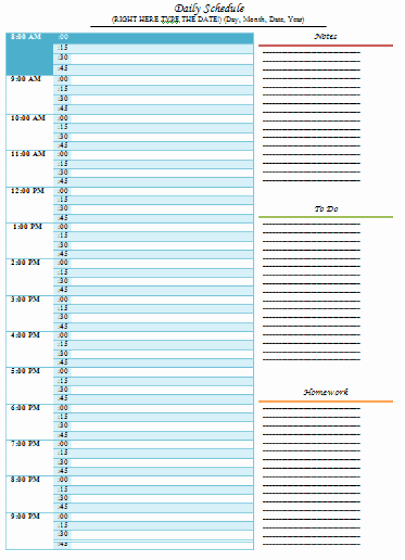Daily Planner Template Word Awesome Daily Schedule Templates Word Templates Docs