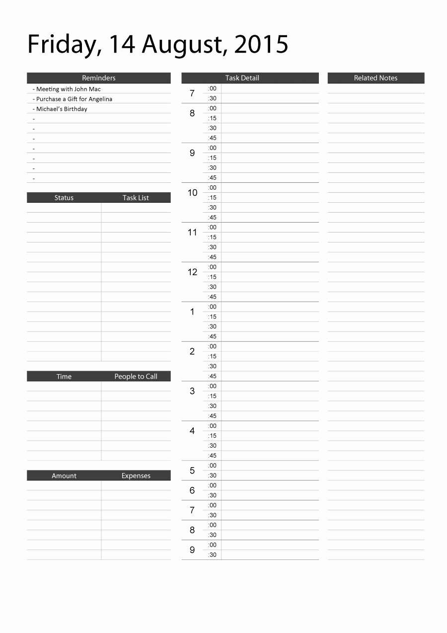 Daily Planner Template Word Best Of 47 Printable Daily Planner Templates Free In Word Excel Pdf