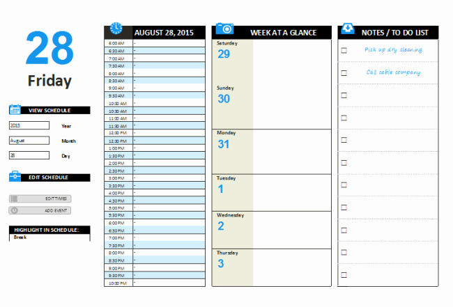 Daily Planner Template Word Best Of Daily Planner Template