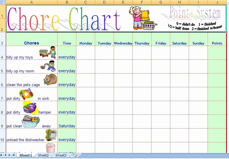 Daily Weekly Chore Chart Awesome Family Daily Chore Chart Template Free