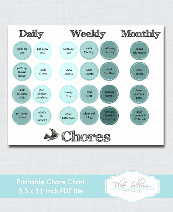 Daily Weekly Chore Chart Inspirational Items Similar to Instant Download Printable Daily Weekly