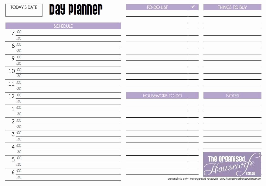 Day Planner Template Word Fresh Day Planner Printable