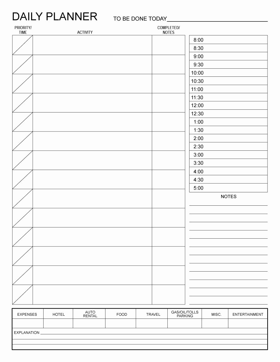 Day Planner Template Word New 47 Printable Daily Planner Templates Free In Word Excel Pdf
