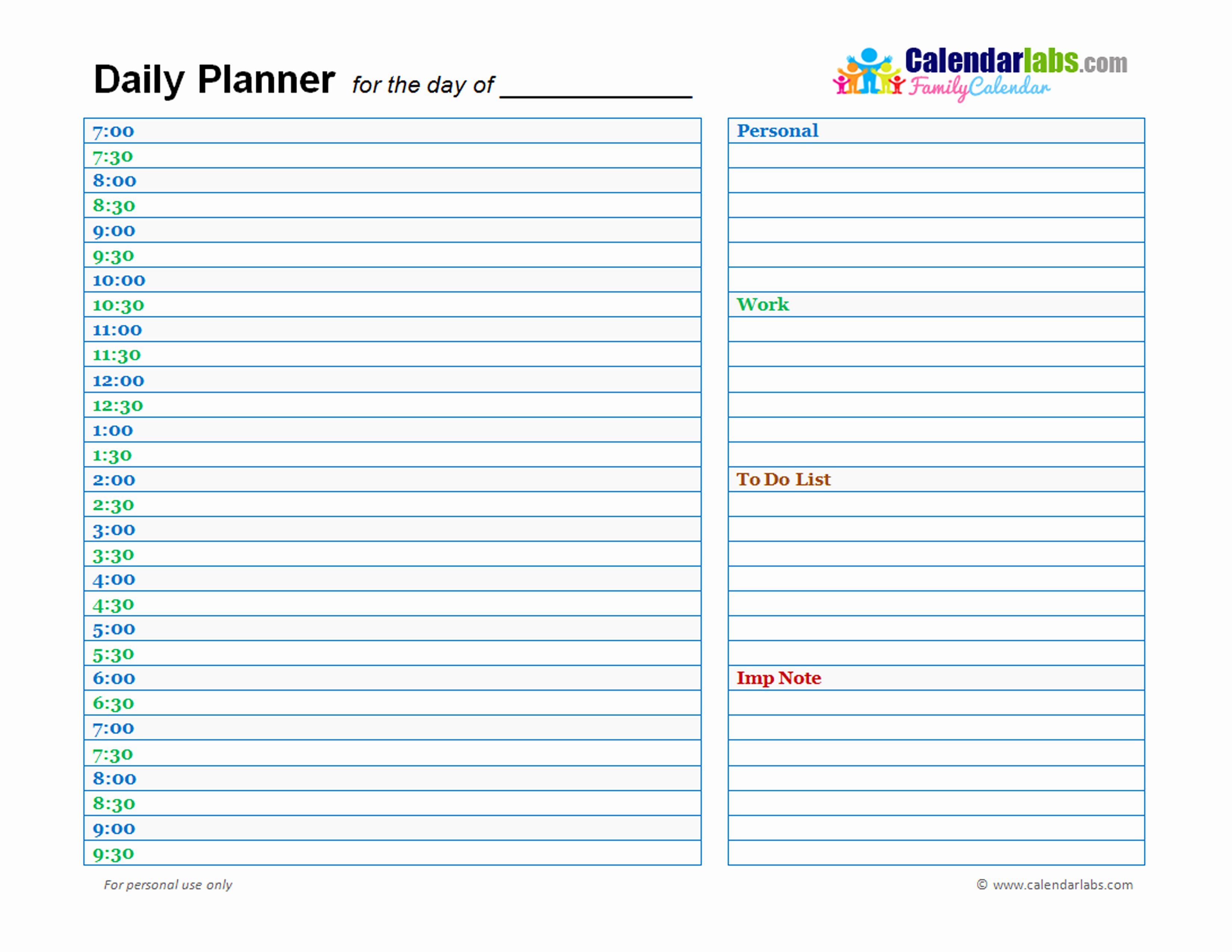 Day Planner Template Word New Day Planner Template