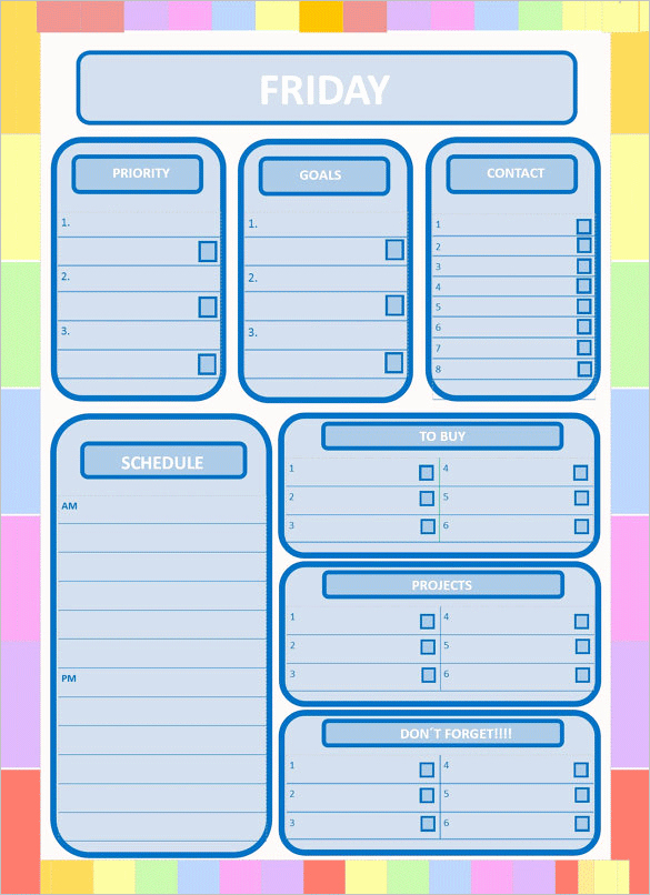 Day Planner Template Word Unique 5 Printable Day Planner Templates Doc Pdf Excel
