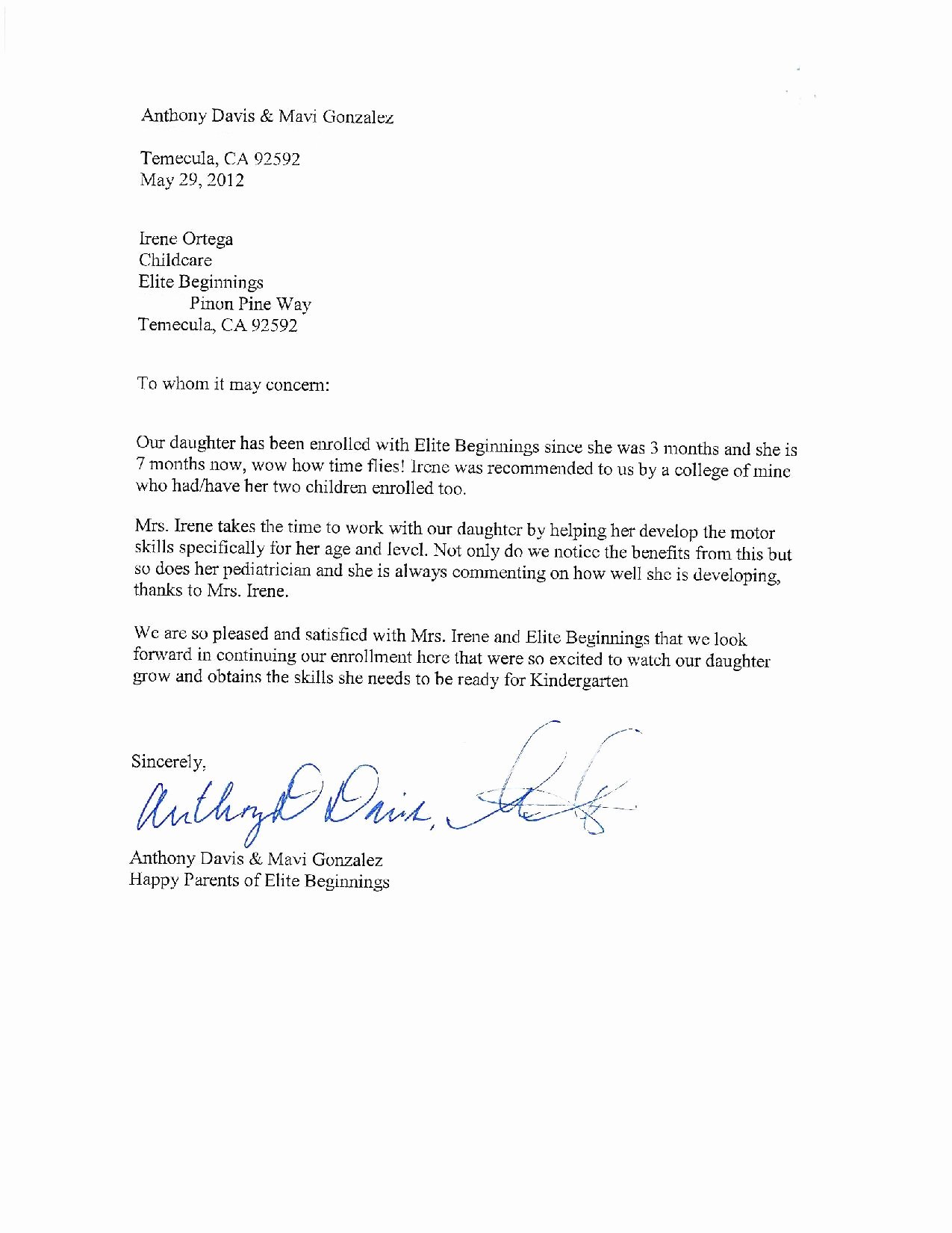 30 Daycare Letter Of Recommendation Example Document Template