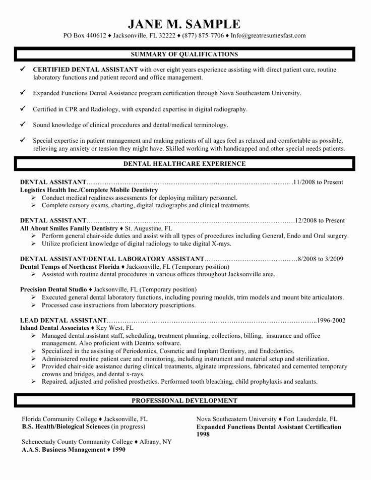 Dental assistant Student Resume Unique Professional Resume Cover Letter Sample
