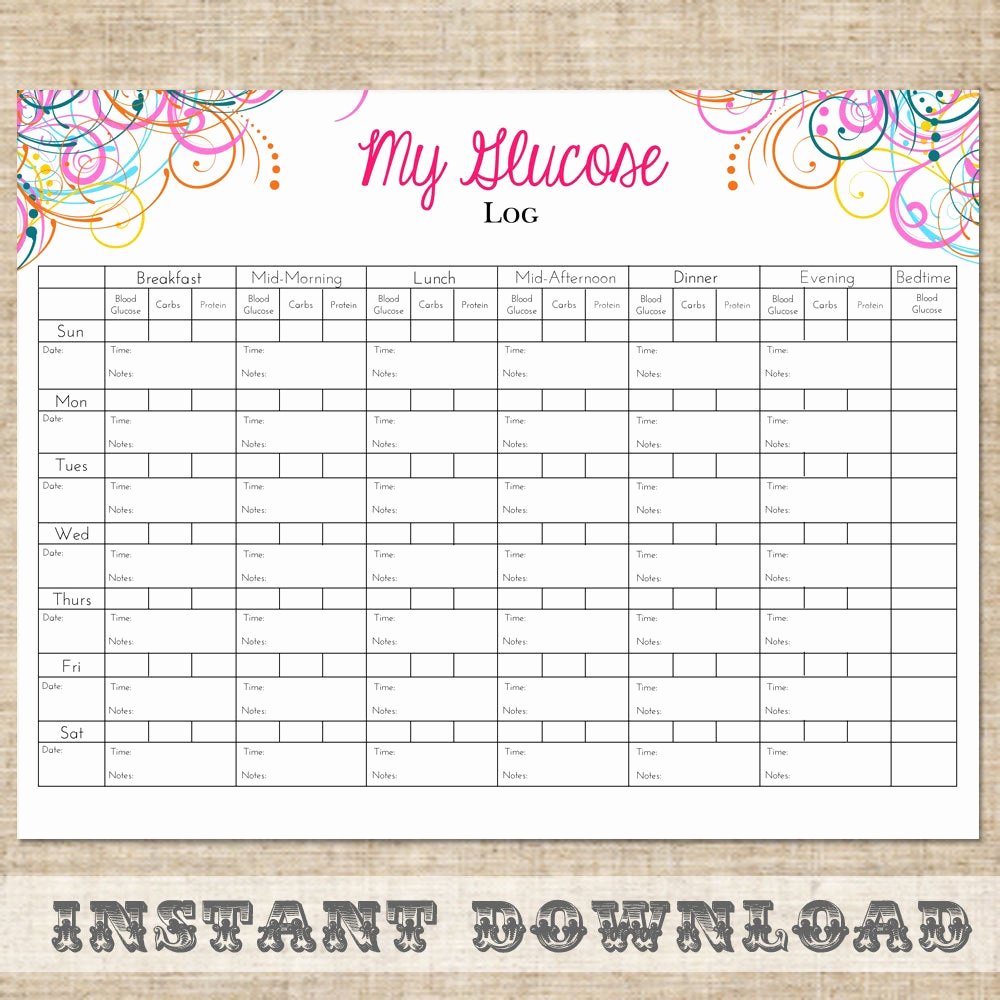 Diabetes Tracking Chart Printable New Printable Childrens Diabetic Log Blood Glucose Level Sheets