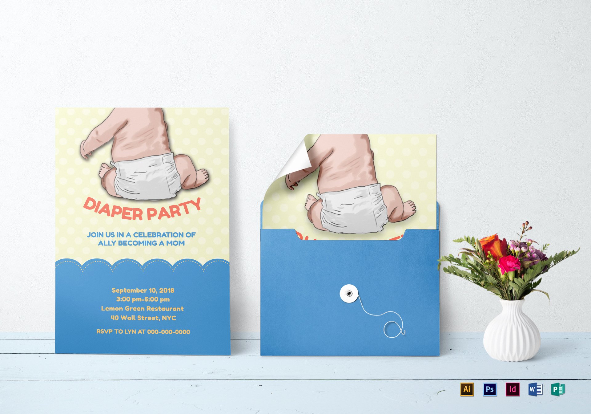 Diaper Invitation Template Free Beautiful New Mom Diaper Party Invitation Design Template In Psd