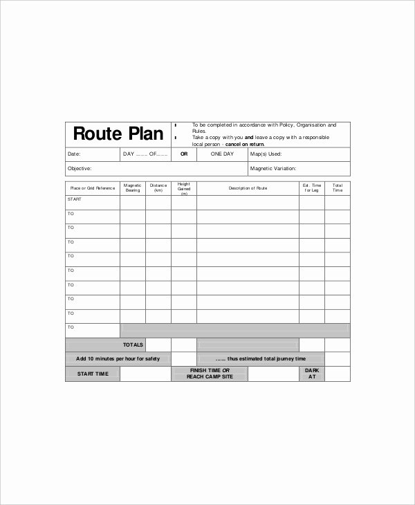 Direction Card Template Microsoft Word Fresh Daily Route Planner Template 3 Free Excel Pdf