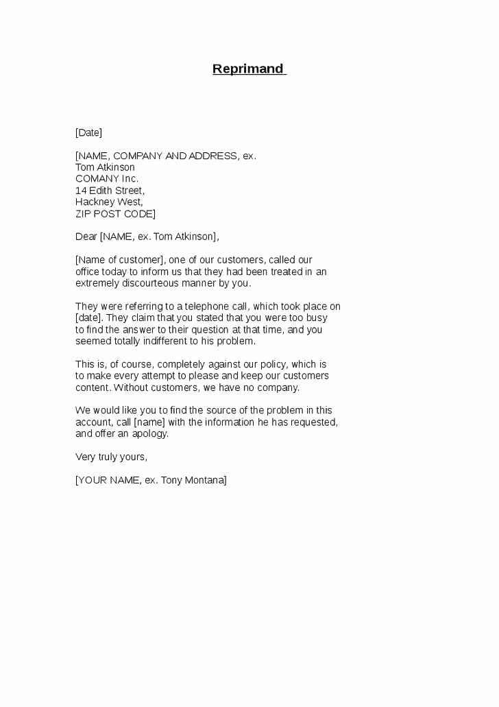 Disrespectful Employee Write Up Awesome 4 Reprimand Letters – Find Word Letters
