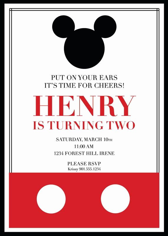 Diy Mickey Mouse Birthday Invitations New Mickey Mouse Birthday Invitation Custom Diy Printable