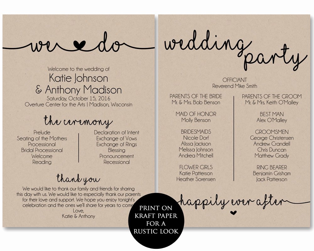 Diy Wedding Program Templates Free Elegant Ceremony Program Template Printable Wedding by