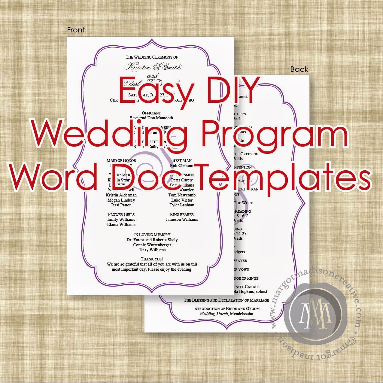 Diy Wedding Programs Template Free Awesome Margotmadison Diy Wedding Program Word Doc Templates now