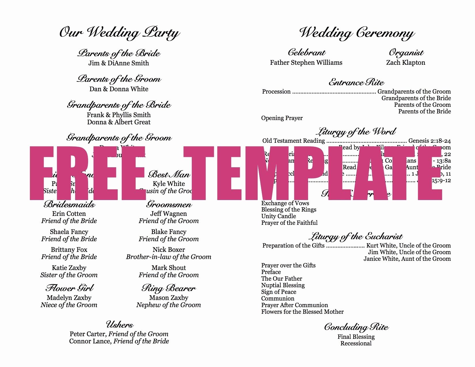 Diy Wedding Programs Template Free Luxury Wedding Program Template Crafts
