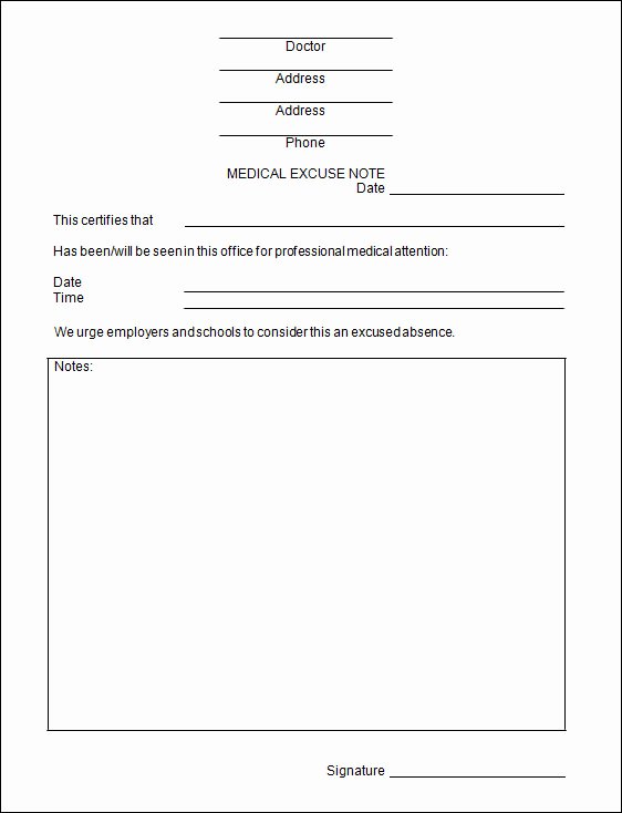 Doctors Excuse Template Free Fresh Doctors Excuse Template