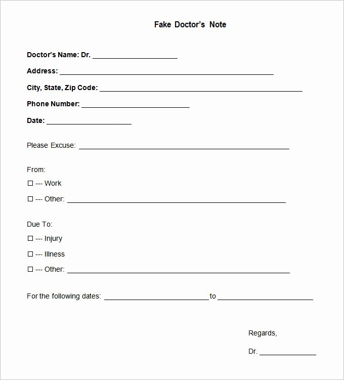 Doctors Excuse Template Free Unique Doctors Note Template 9 Free Sample Example format