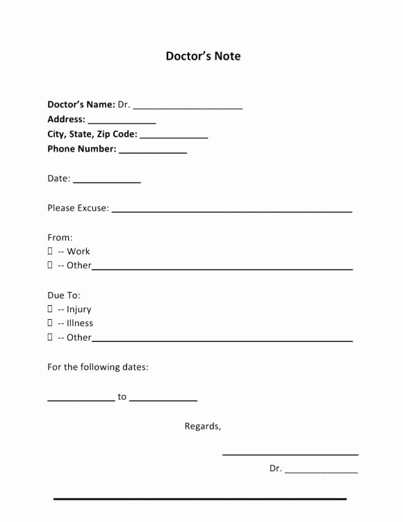 Doctors Note Print Out Awesome 9 Best Free Doctors Note Templates for Work
