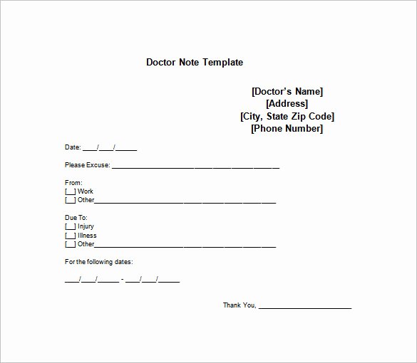 Doctors Note Print Out Elegant Medical Doctor Note Template 13 Free Sample Example