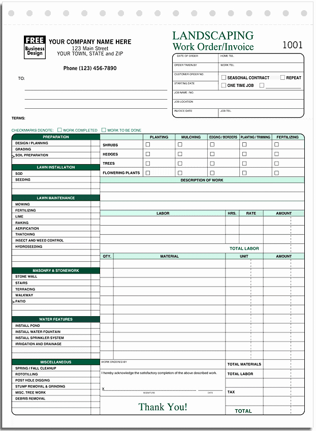 Door order form Template Beautiful Landscaping Invoice Template