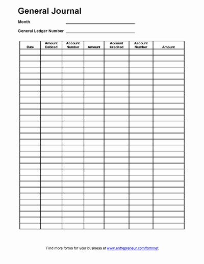 Double Entry Journal Template Inspirational General Journal Accounting form