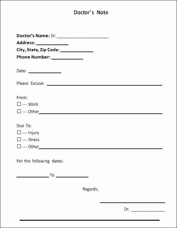 Dr Excuse for School Luxury 5 Free Fake Doctors Note Templates top form Template