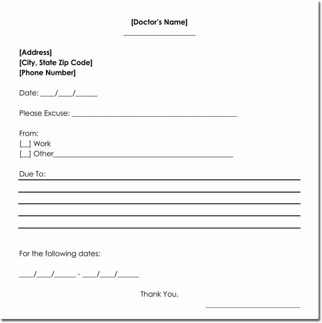 Dr Excuses for Work Inspirational Doctor S Note Templates 28 Blank formats to Create