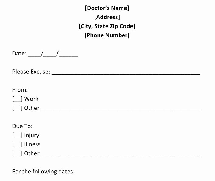 Dr Excuses for Work Unique 25 Free Doctor Note Excuse Templates Template Lab