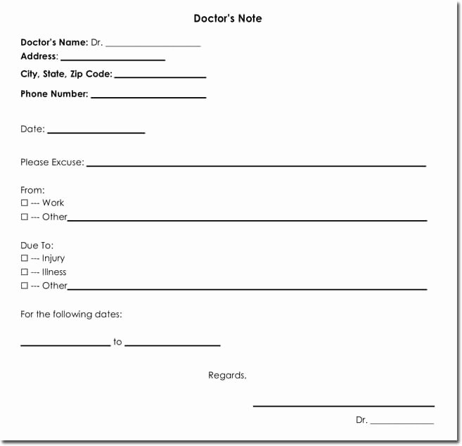 Dr Note Excuse From Work Beautiful Doctor S Note Templates 28 Blank formats to Create